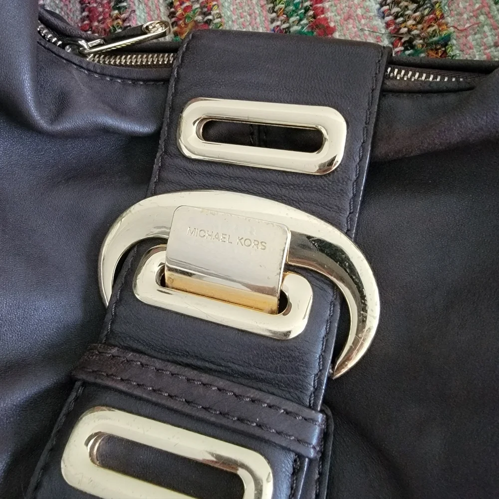 Michael Kors Baguette Hobo Bag Brown Leather Rare Purse